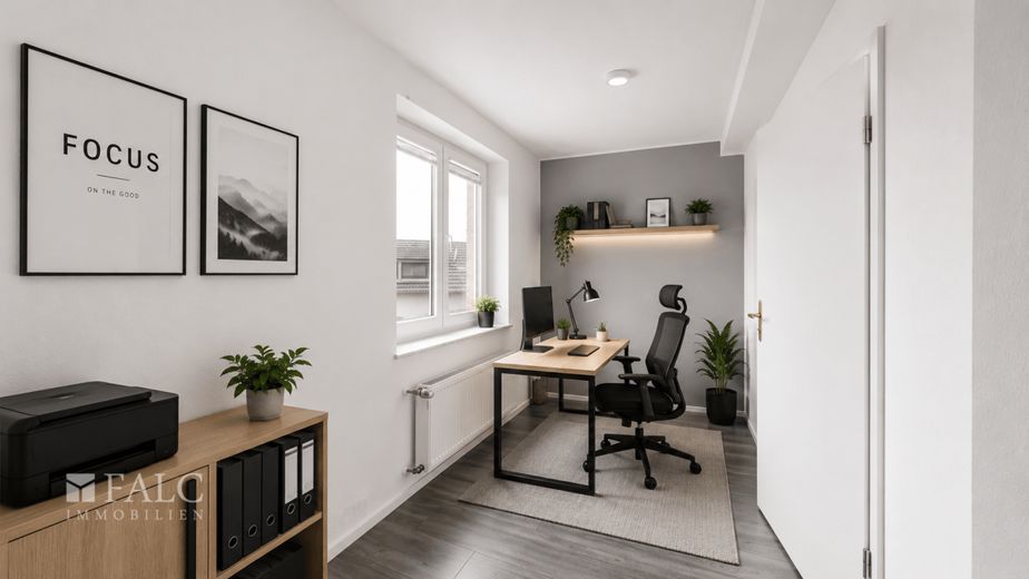 Modernisiert, lichtdurchflutet und außergewöhnlich - Wohnen auf zwei Ebenen mit Stil – Büro visualisiert