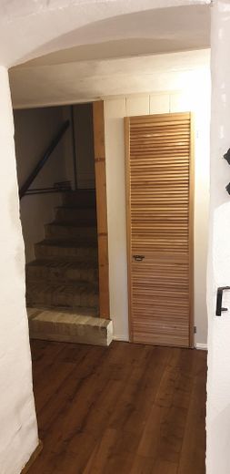 Charming country house with living basement, large garden, workshop, two verandas, hobby stable – Treppe Keller m. Heizung