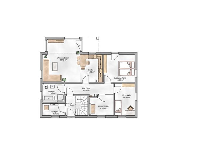 Zweifamilienhaus in Massivbauweise provisionsfrei vom Bauträger - Bezug in 2027 – Grundriss Erdgeschoßwohnung
