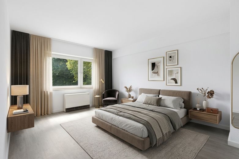 First occupancy after complete renovation: Bright 82 m² apartment with communal garden in Essen-Huttrop – Elternschlafzimmer