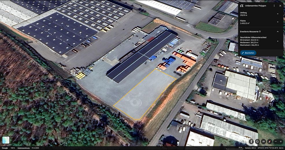 2.400 m² Gewerbefreifläche nahe A6 – flexibel teilbar – LKW-Zufahrt – Übersicht der Gesamtfläche