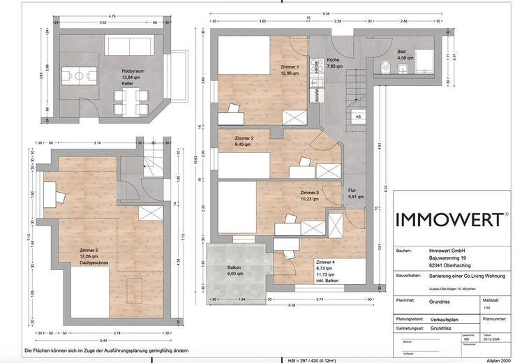 Möbliertes WG-Zimmer in ruhiger Wohnlage/ Gustav-Otto-Bogen 15, München / Zi.4 – Grundriss