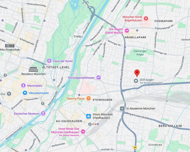 Bogenhausen: luminoso e tranquillo appartamento condominiale di 2,5 locali, TG, libero – Kartenauschnitt