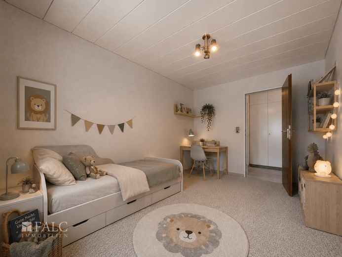 Bungalow mit Garten in ruhiger Wohnlage von Dorsten-Hardt – Kinderzimmer (KI-Generiert)