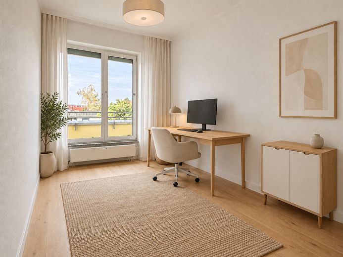 Gotowe do zamieszkania – wymarzone mieszkanie z tarasem na dachu w sercu Germering – Büro / Gästezimmer