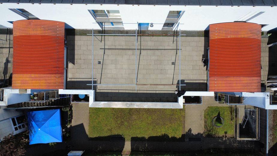 Zentral gelegene 4-Zimmer Maisonettewohnung mit 70m² Dachterrasse und Tiefgaragenstellplatz – Terrasse Vogelperspektive