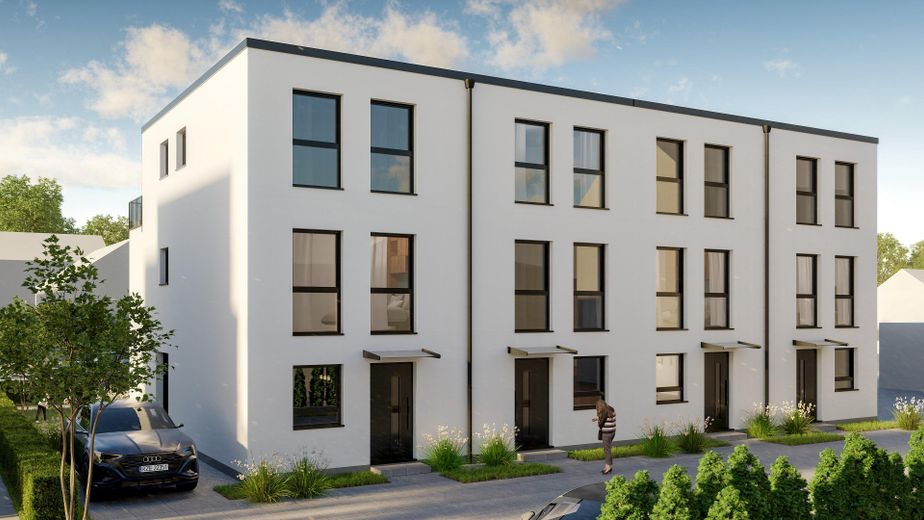 Reihenendhaus mit Dachterrasse - Übergabe März 2026 – Visualisierung Eingangsseite