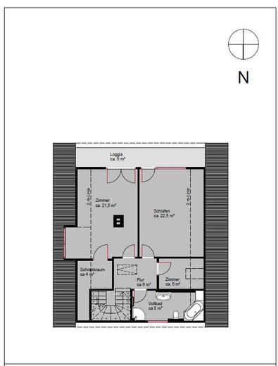 Freistehendes Einfamilienhaus mit Südgarten in ruhiger Lage von Hamburg-Volksdorf – Dachgeschoss