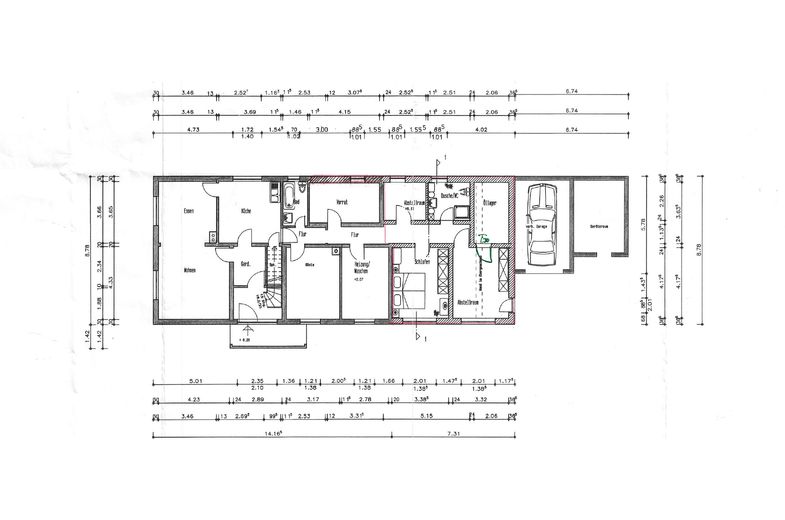 Two-family house with two garages and a large garden in Berka – Grundriss Erdgeschoss
