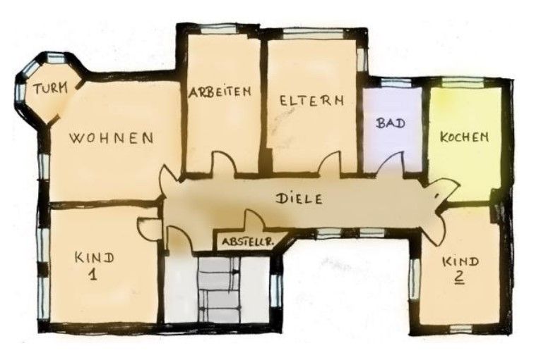 Eisenach Südviertel 5ZKB ab sofort; und die Küche ist auch schon drin – Grundriss