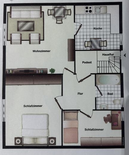 3-Zimmer DG-Wohnung inklusive Stellplatz & EBK - provisionsfrei – Grundriss