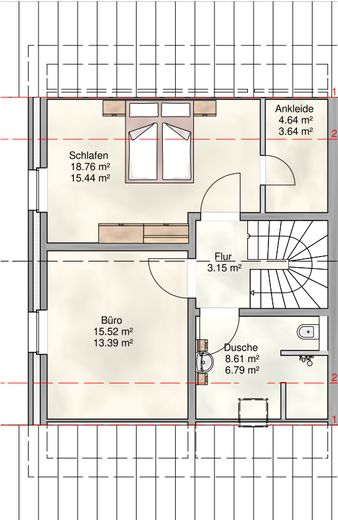 Nowo wybudowany segment domu dwurodzinnego o powierzchni 165 m² | 6 pokoi | 2 łazienki | ogród | chłodzenie | Smart Home – Doppelhaus 2: DG