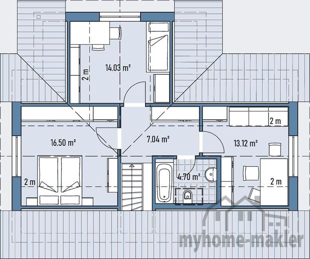 Waldrandlage Röttenbach: Neubau-Fertighaus mit Grundstück u. Keller- komfortables Wohnen im Zentrum – DG-A71-118-G_GRUNDRISS_DG