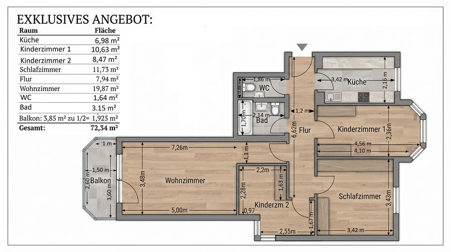 Ruhige 4-Zimmer-Wohnung, ohne Provision, von Privat, nahe Erholungsgebiet mit Südbalkon – फोटो 21