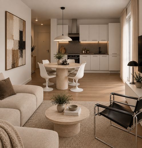 Maison 1 I Appartements neufs I accessibles aux personnes à mobilité réduite et avec cuisine équipée à Ockershausen – Visualisierung Wohnzimmer