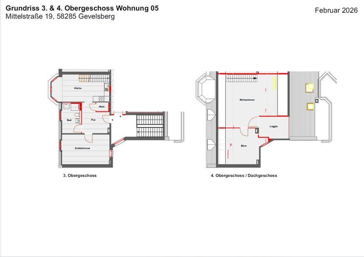 Stilvolle Altbauwohnung - kernsaniert mit modernem Wohnkomfort – Grundriss Wohnung 5, 3.-4. Obergeschoss