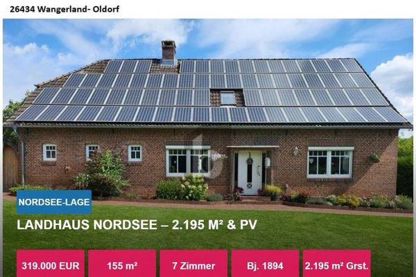 LANDHAUS NORDSEE  2.195 M² & PV