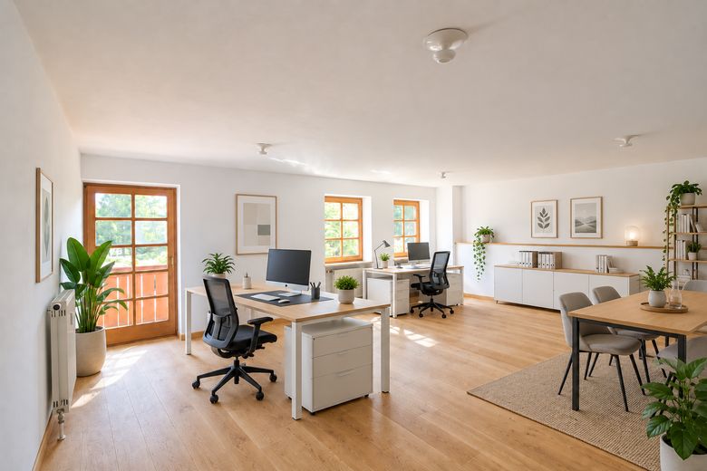 Top location! Beautiful office directly at Max-Josefs-Platz. Balcony & mountain views. No commission! – KI-Impression neu möbliert