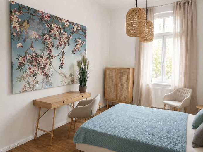 4-osobowe WG oferuje jasny pokój 16 m², w pełni umeblowany – bezpośrednio przy Ringpark, 2 min. od dworca – Schreibtisch