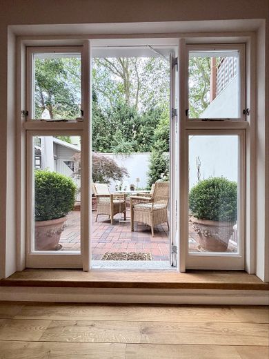 Liebevol moderniseerde rijwoning in Bremer stijl in Bremen, Hastedt – Blick in den Hofgarten