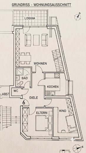 Großzügige Maisonette-Wohnung mit Süd-Balkon in Zentrumnähe – Grundriss Obergeschoss