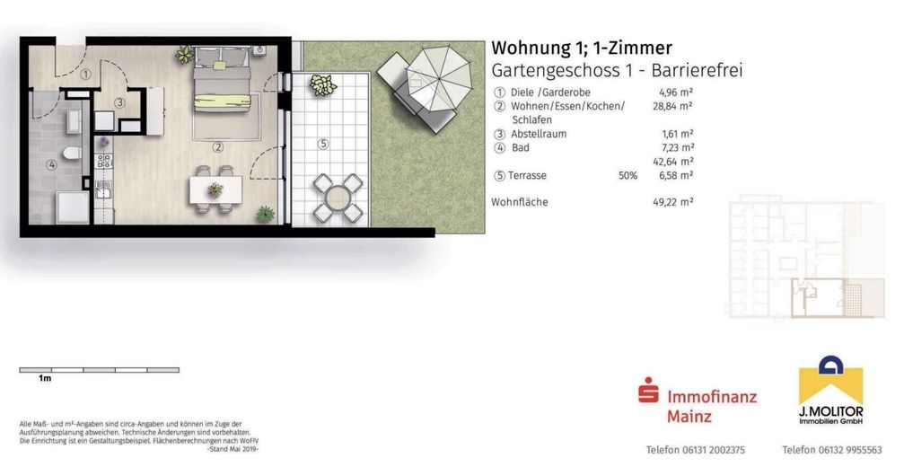 Appartamento ammobiliato con giardino, vicino all’Università di Magonza – Grundriss