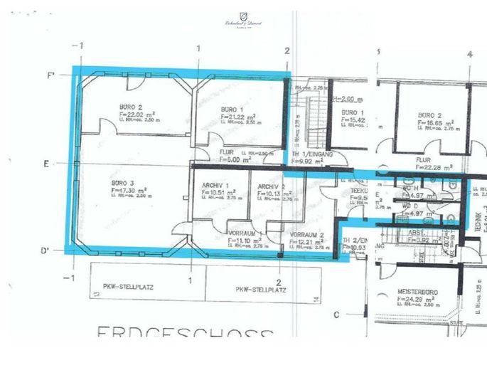 Moderne Bürofläche im EG, Gewerbegebiet Saarlouis-Röderberg – Grundriss Büro EG ca 160qm