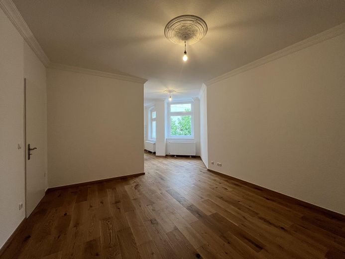 Stilvolle 3-Zimmer-Wohnung am Helmholtzplatz- frisch renoviert und bezugsfertig – offenes Wohnzimmer