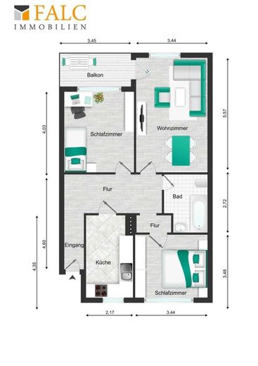 3-Zimmer-Wohnung mit Balkon - ideale Basis für Ihre Wohnideen – Grundriss