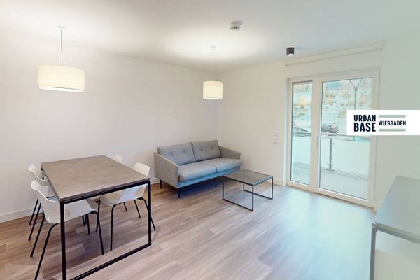 URBAN BASE: Vollmöbliertes 2-Zimmer-Apartment mit EBK, BALKON, ALL-IN-MIETE, UVM. im Wiesbadener Stadtzentrum