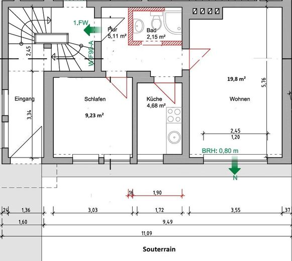 Rarità nella valle del Mühlbach – completamente ristrutturata vicino all'Ospedale universitario di Essen – WE1: Souterrain