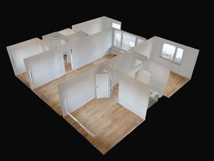 Cómodo piso de 3 habitaciones con balcón – 3D-Ansicht Grundriss