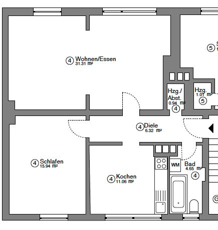 Solidne mieszkanie o powierzchni 70 m² w Bochum-Wattenscheid – substancja z potencjałem wzrostu – Grundriss