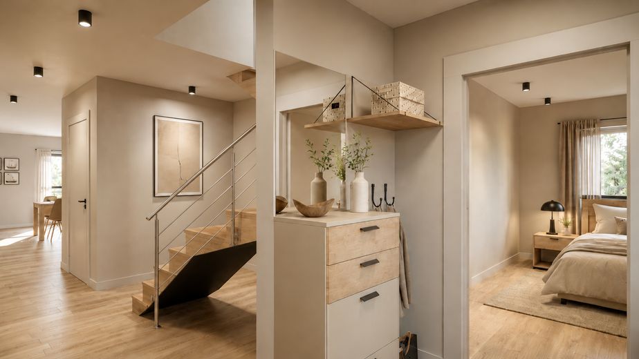 Familienfreundliche 5,5-Zi.-Maisonette in Ergenzingen – Balkon, TG-Stellplatz, ruhige Lage – Visualisierung 1. DG Flur