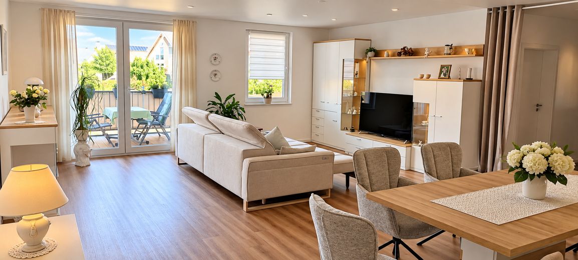 3-kamer-nieuwbouwwoning met lift & balkon – 4,0 % rendement, zonder makelaarscourtage – Wohnbereich