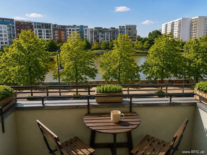 Balkon-Ausblick auf Engelbecken und Michaelkirchplatz - 3-Zimmer-Wohnung, bezugsfrei in Kürze – Balkon zum Engelbecken