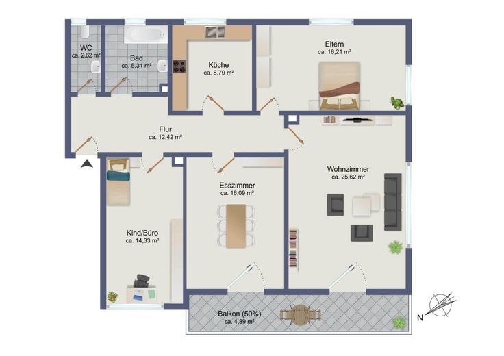 4-Zimmer Eigentumswohnung - Raum für Leben, Familie und Homeoffice – Grundriss