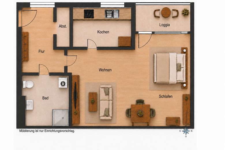 Appartamento con 1 camera, loggia e garage – senza provvigione – Foto 20