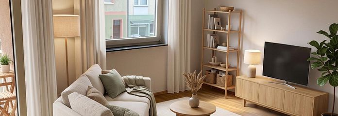Attractive 3-room apartment with balcony between Neustadt and Zollhafen – Wohnzimmer