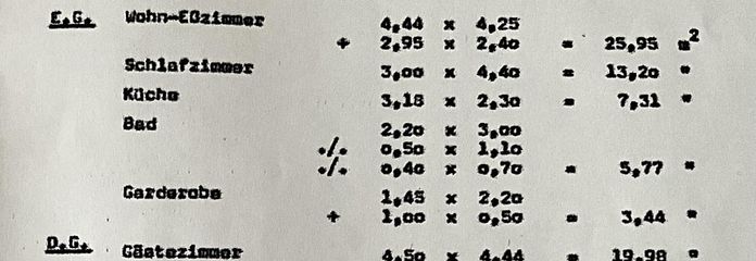 Aufteilung der Wohnungen in qm