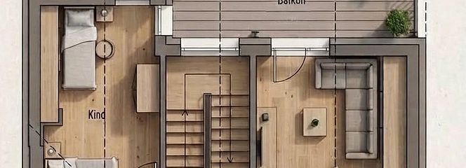 3,5 Zimmer DG - Ortsmitte - kernsaniert - Einbauküche – Grundriss