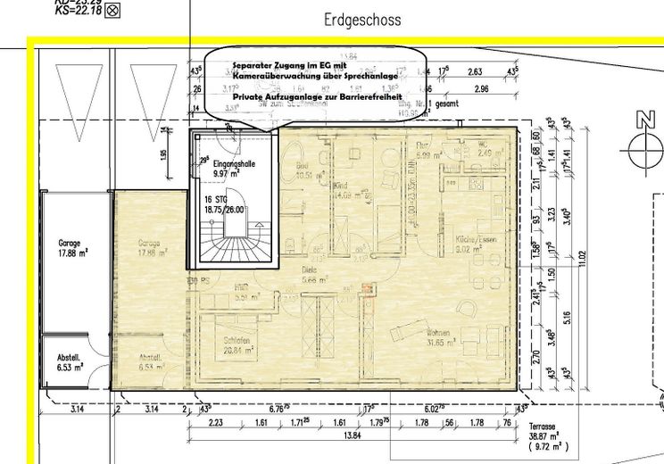 Luxus-Penthouse-Wohnung in traumhafter Lage mit Privatseenutzung – Grundriss Erdgeschoss