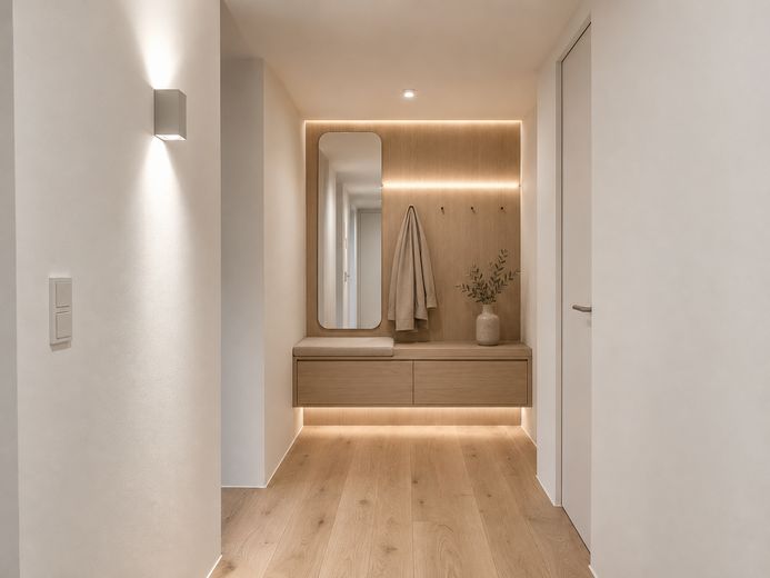 Kernsanierte 2,5-Zimmer-Wohnung mit Balkon in Solln – Erstbezug, provisionsfrei – Flur_visualisiert