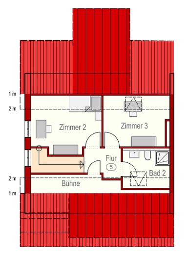 Grundriss oben mit Schräge