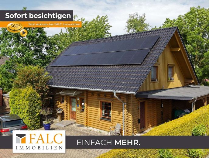 Appelhülsen-Skandinavischer Flair trifft moderne Energietechnik - Blockhaus mit besonderem Charakter – Außenansicht