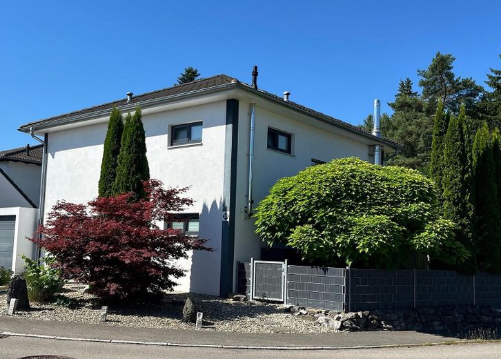 Modernes Einfamilienhaus mit Wintergarten, Doppelgarage und liebevoll angelegtem Garten in Schwendi – Haus von der Straßenecke
