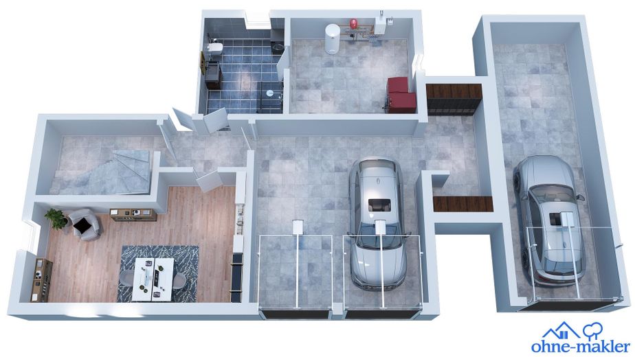 Traumwohnung m. Garten in bester Wohnlage Ende Sackgasse mit Blick in die Alpen mit PV Anlage – UG mit Stellplätzen