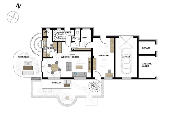 Großzügig wohnen, clever heizen (VHB): Architektenhaus mit Fußbodenheizung, Galerie & Specksteinofen – Erdgeschoss