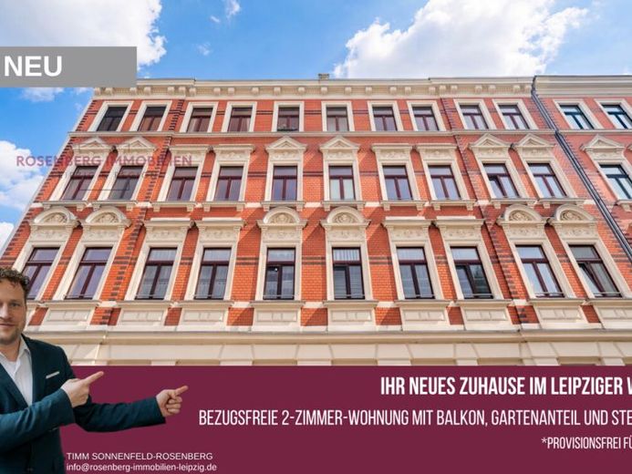 Leipzig Alt-West’te kendine ait bahçe alanı bulunan, hemen taşınılabilir 2 odalı daire *Alıcılar için komisyonsuz – Fotoğraf 1
