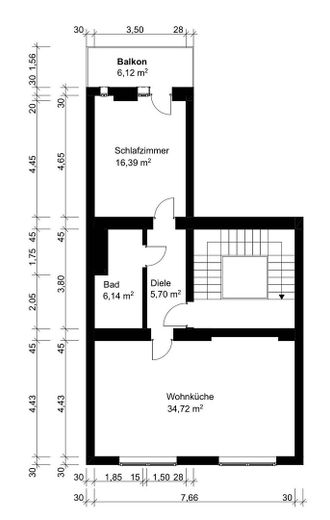 provisionsfrei: sanierte 2 Zimmer Wohnung in Düsseldorf Derendorf – Grundriss